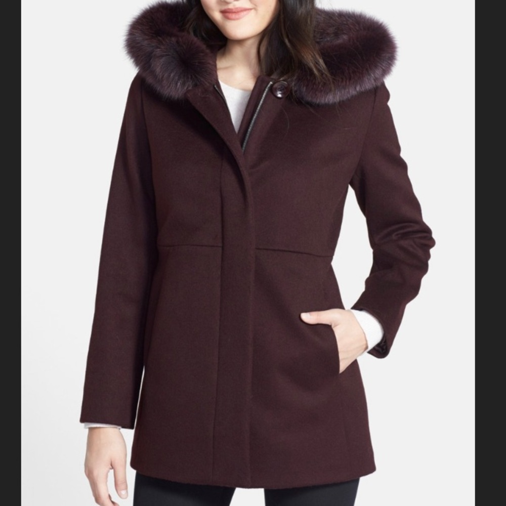 SACHI Lambswool and Genuine Fox Fur coat